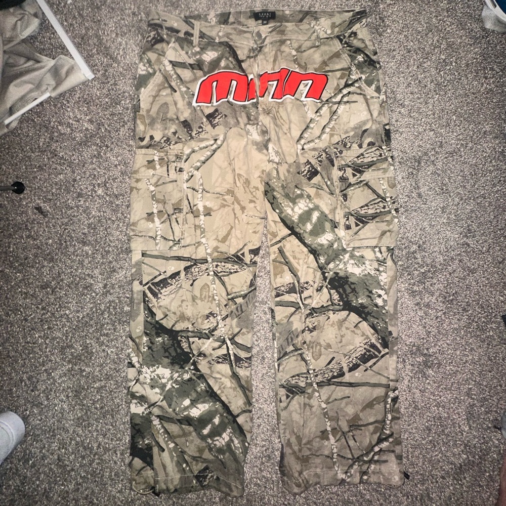 Boohoo Man Camo “MAN” Print Cargo Pants
